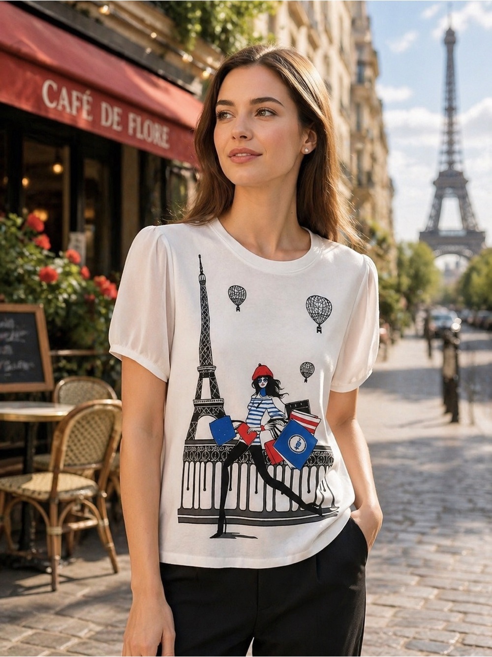 Colortree Contemporary Parisian Graphic T-Shirt | Size Smalll